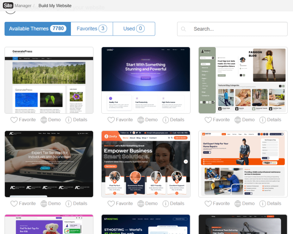 Choose your website theme