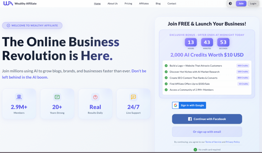 Start blogging with a Free Starter Membership at the Wealthy Affiliate University