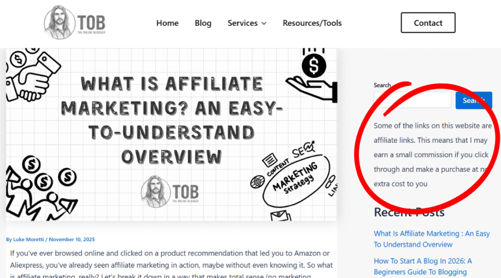 Where to put and why you need an affiliate disclosure page or statement