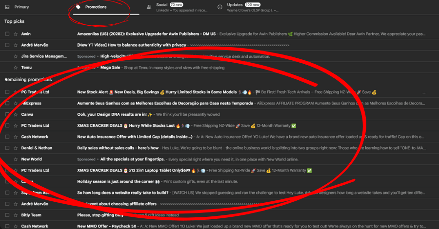 Finding blog post ideas in email folders