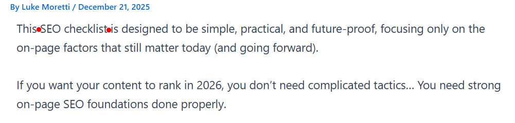 Focus Word inside first paragraph for SEO