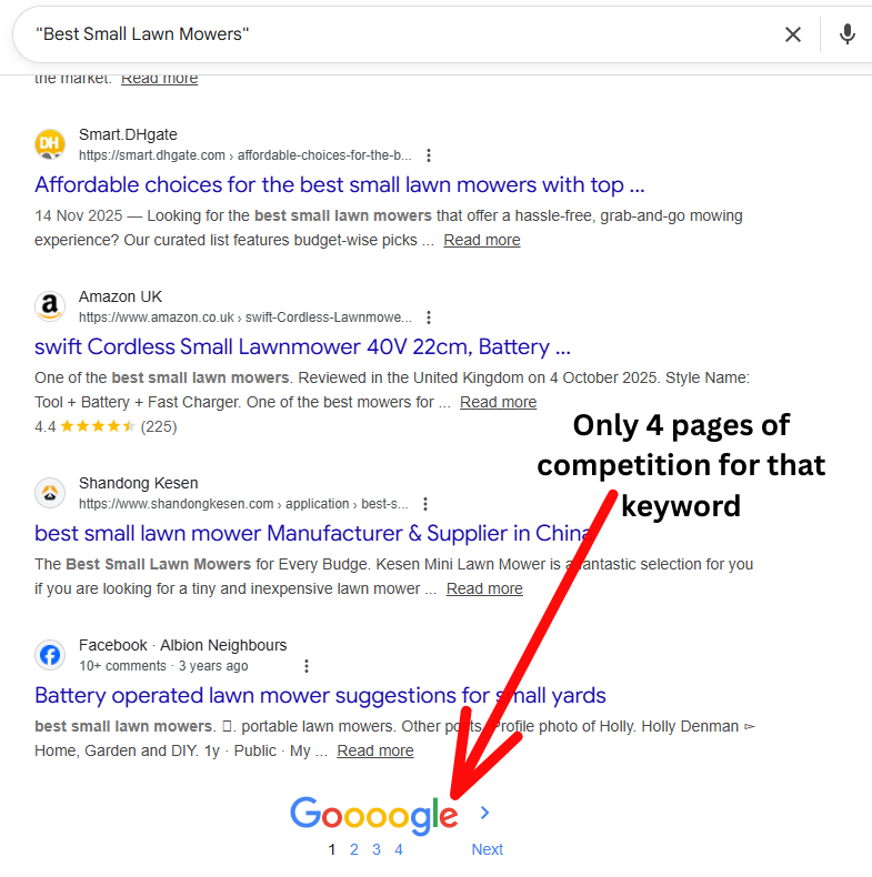 Only 4 pages of competition for that keyword