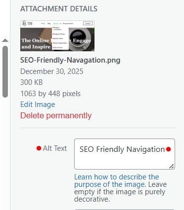 Optimize Your Images For SEO and Performance by adding an Image Alt text
