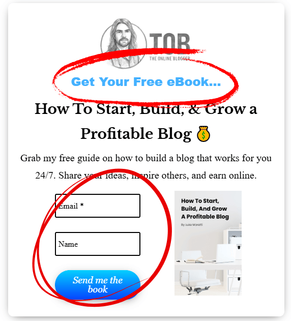 The Online Blogger example of a clear call to action