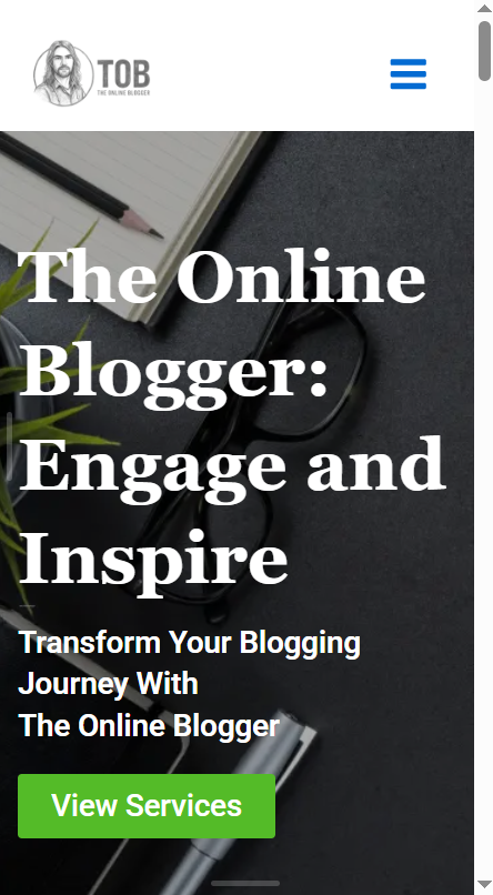 The Online Blogger website in responsive mode