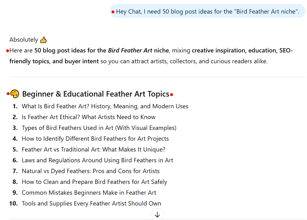 Using ChatGPT to create blog post ideas in bulk