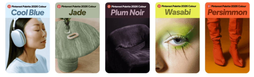 Best Colors To Use On Pinterest. Image example of the top 5 colors.