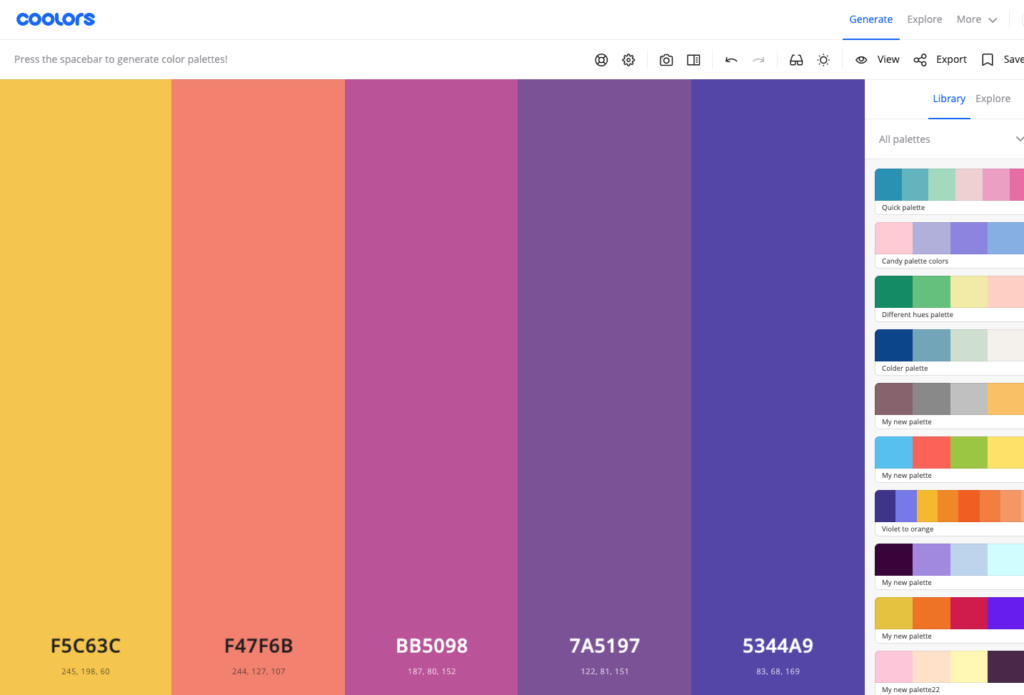 Example of the best Color palette generator
