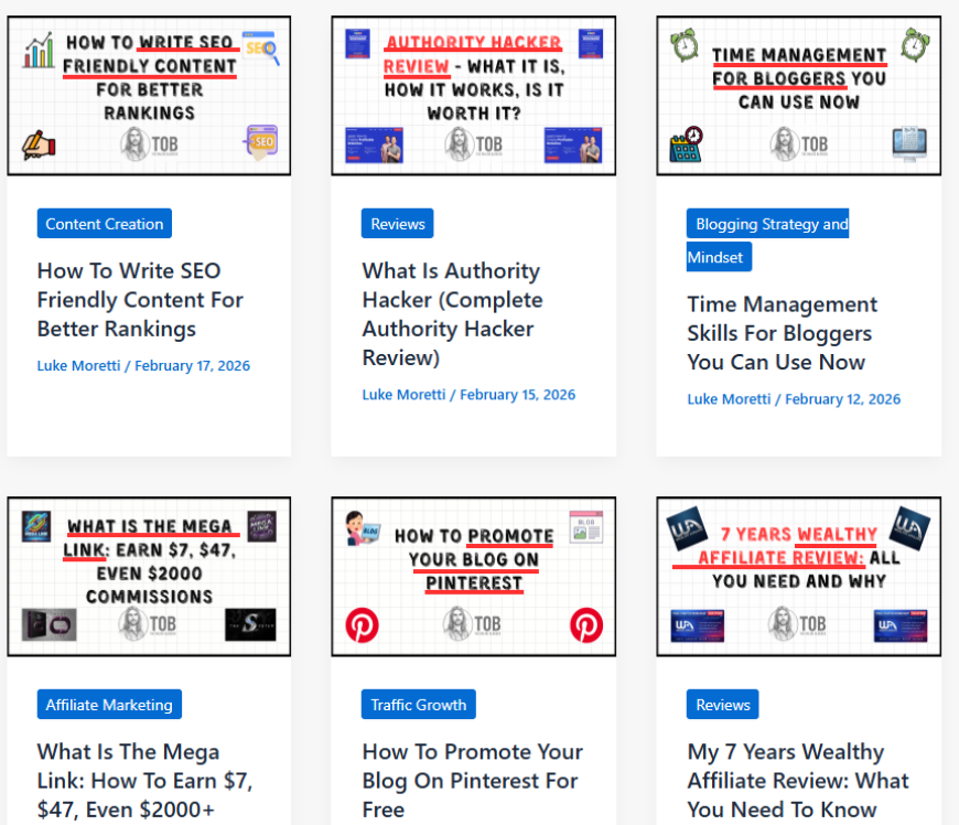 Do blogs drive targeted traffic to websites. This image shows a series of blogs that have focus words that people will search for.