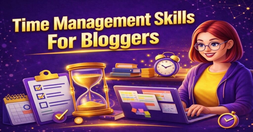Time Management Skills For Bloggers You Can Use Now Featured blog image on The Online Blogger website