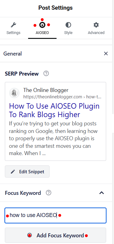 Add a focus word to every post and page