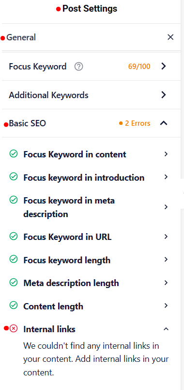 Blog SEO Checklist on AIOSEO Plugin
