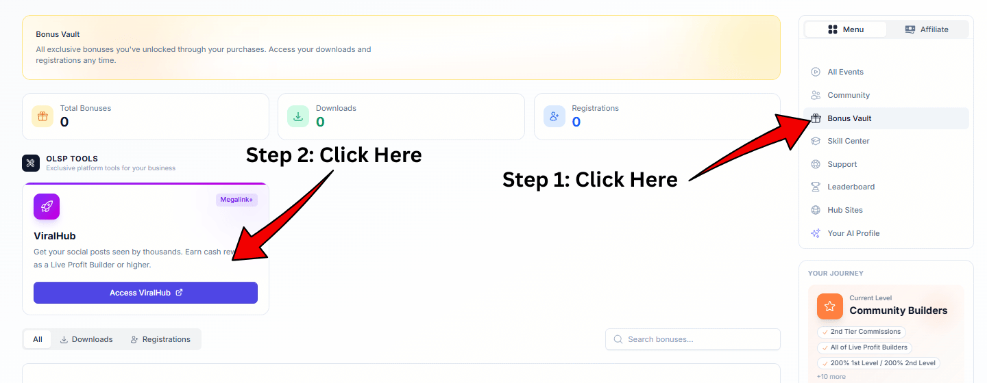 Log into your OLSP Academy Backoffice