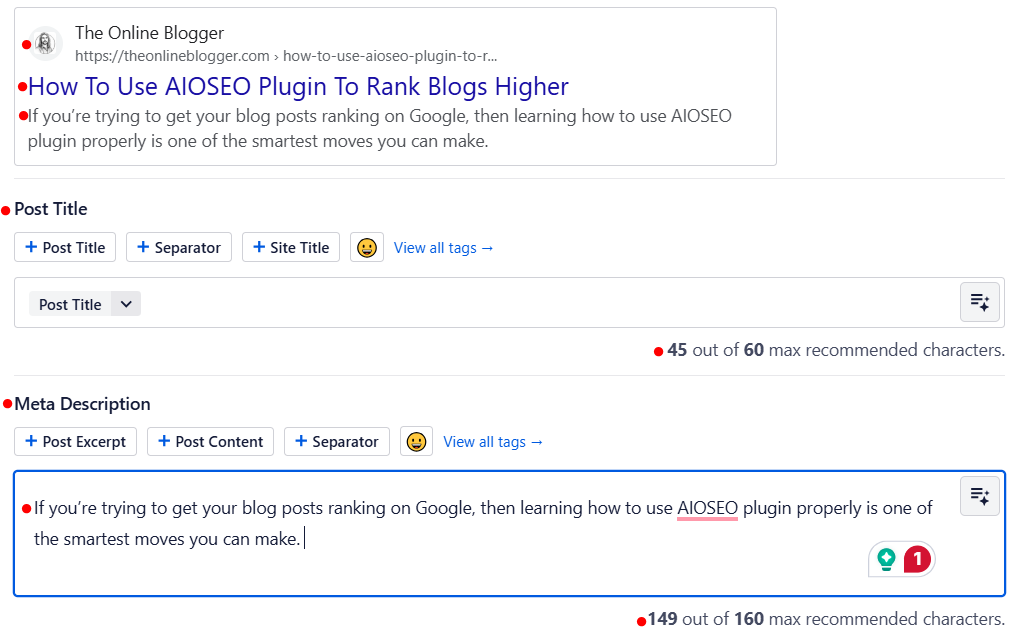 Meta description and page title description included